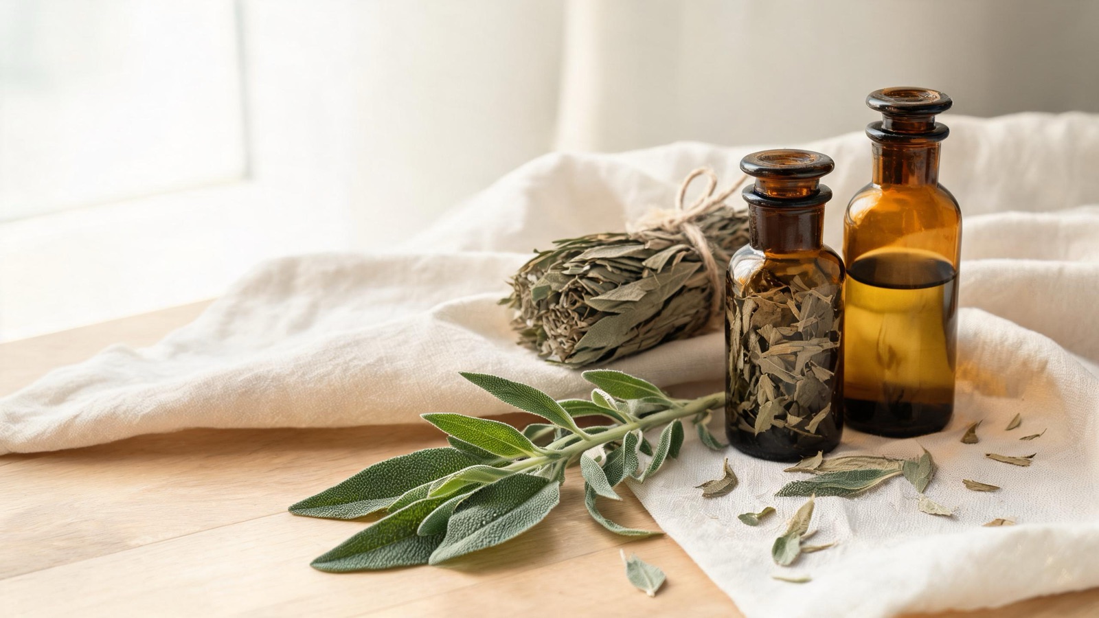Natura morta luminosa di oggetti del benessere quotidiano, luce naturale