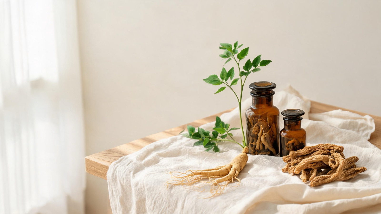 Natura morta luminosa di oggetti del benessere quotidiano, luce naturale