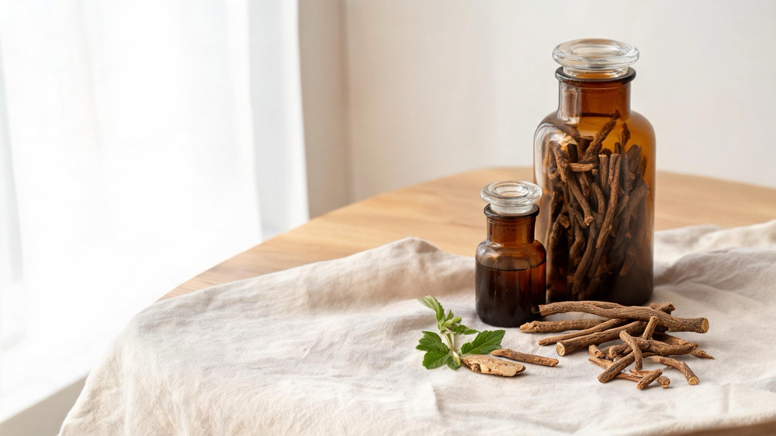 Natura morta luminosa di oggetti del benessere quotidiano, luce naturale