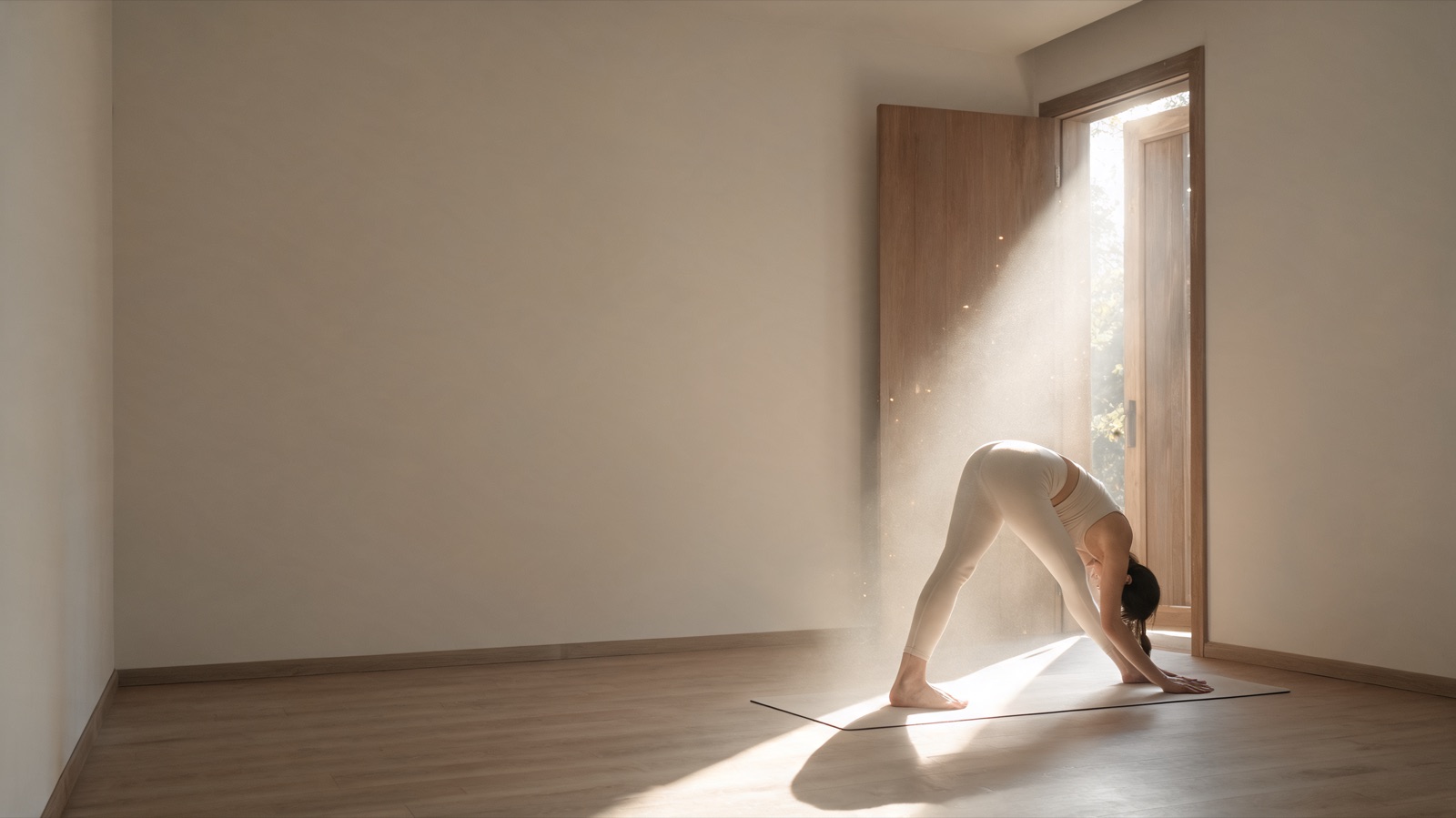 Una porta aperta lascia entrare una lama di luce in una stanza silenziosa